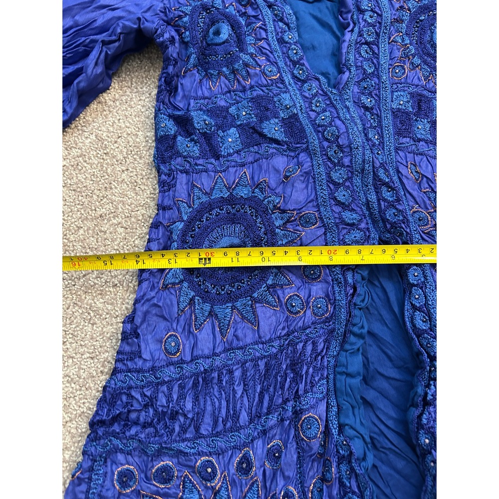 South Asian Kameez Long Kurti Tunic Women S Blue Excellent Embroidered - Picture 8 of 10